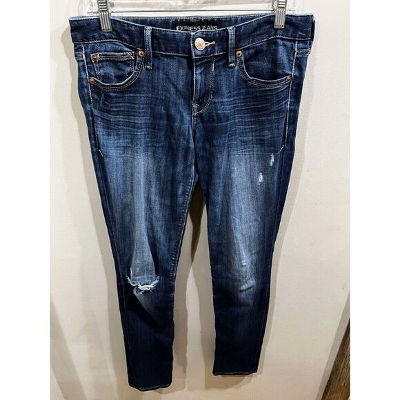Express Jeans Women's Size 4R Stella Ankle Skinny Low Rise Distressed Whiskered - Picture 1 of 8